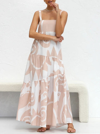 Square Neck Wide Strap Maxi Dress