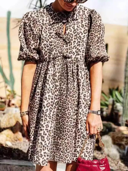 Leopard Short Sleeve Mini Dress