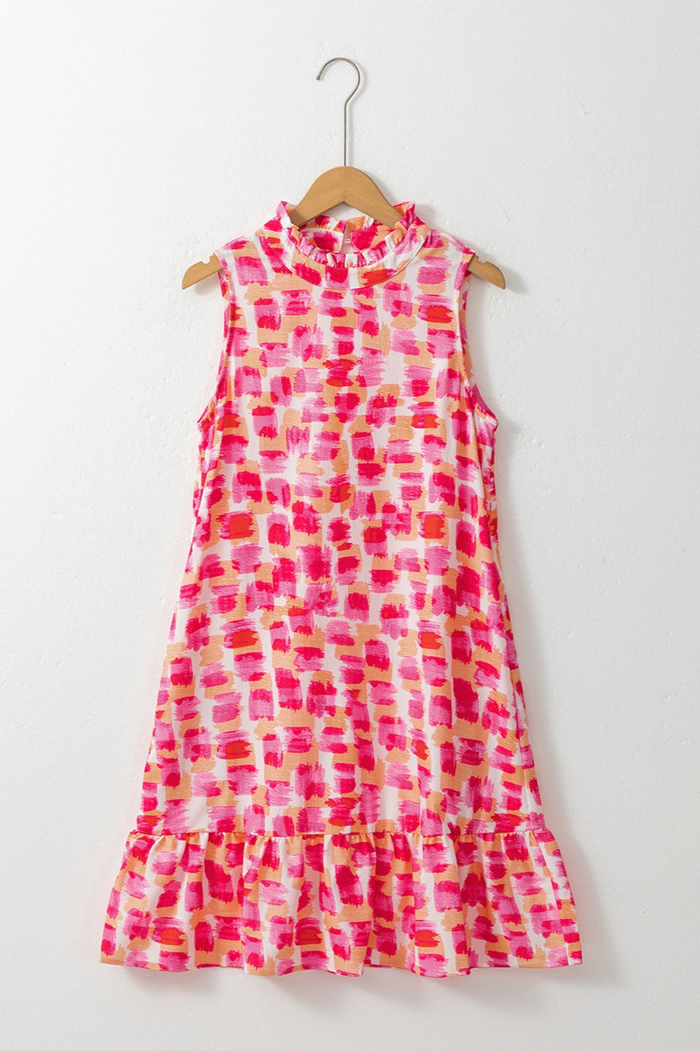 Printed Mock Neck Sleeveless Dress