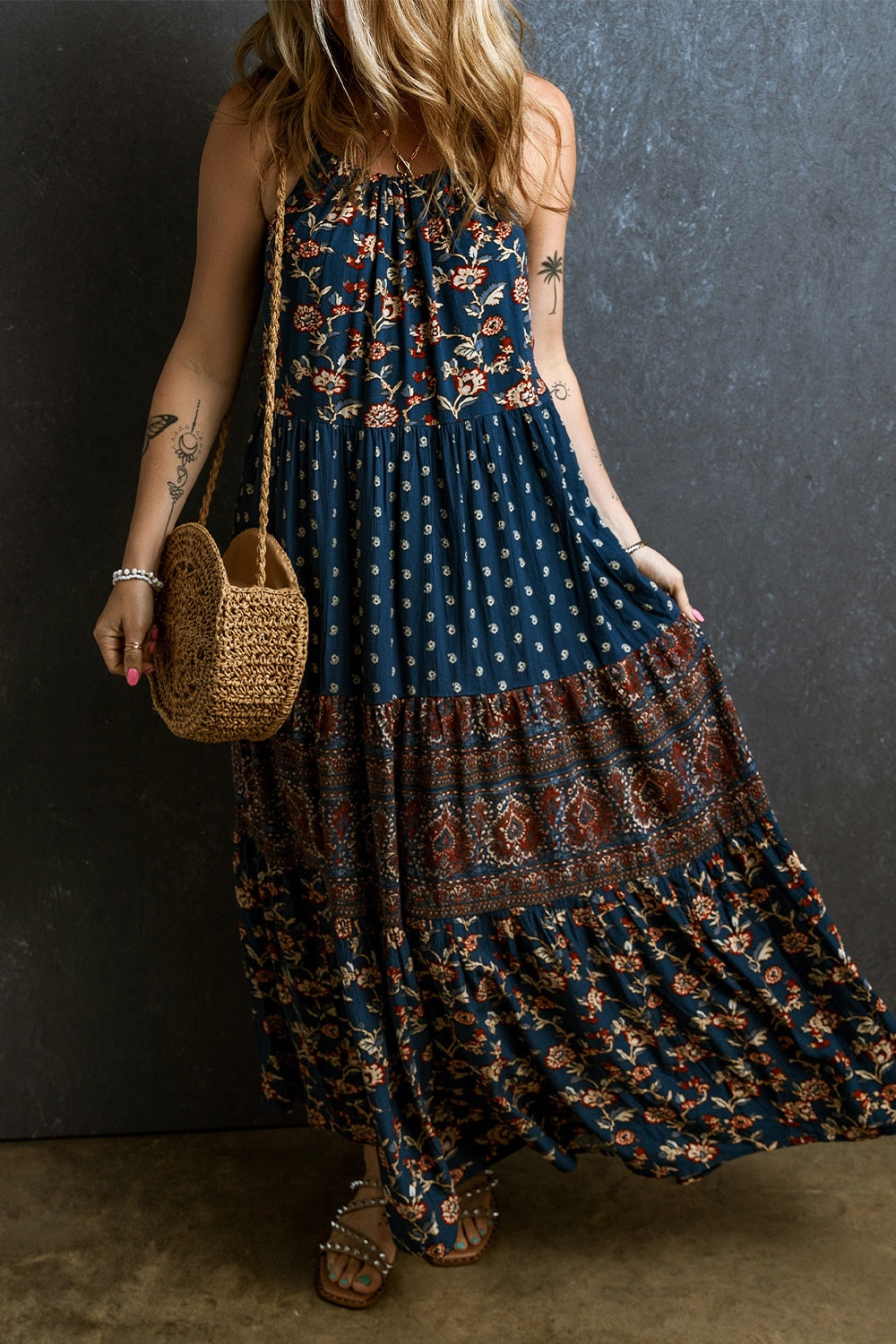 Printed Scoop Neck Cami Dress