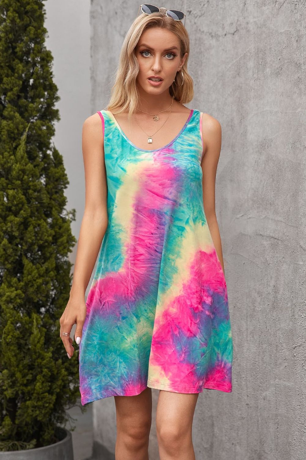 Ivy Lane Tie-Dye Sleeveless Dress with Pockets