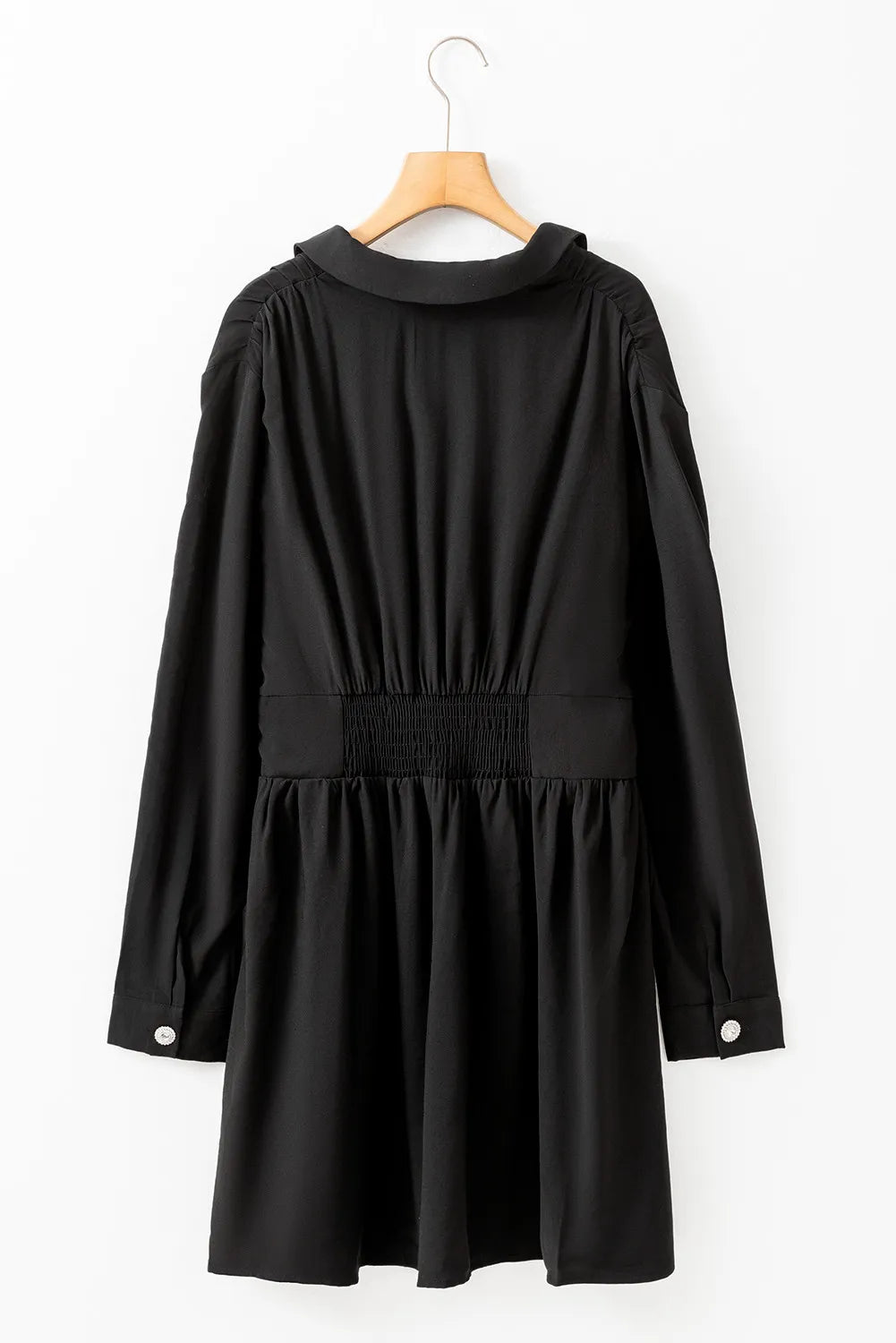 Ruched Button Up Long Sleeve Dress