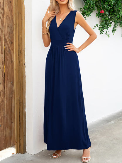 Surplice Neck Sleeveless Maxi Dress