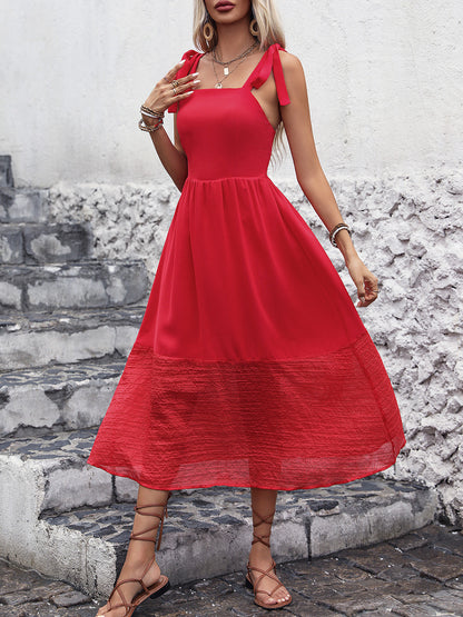 Perfee Tied Smocked Sleeveless Midi Dress