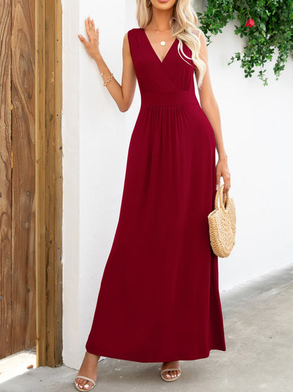 Surplice Neck Sleeveless Maxi Dress