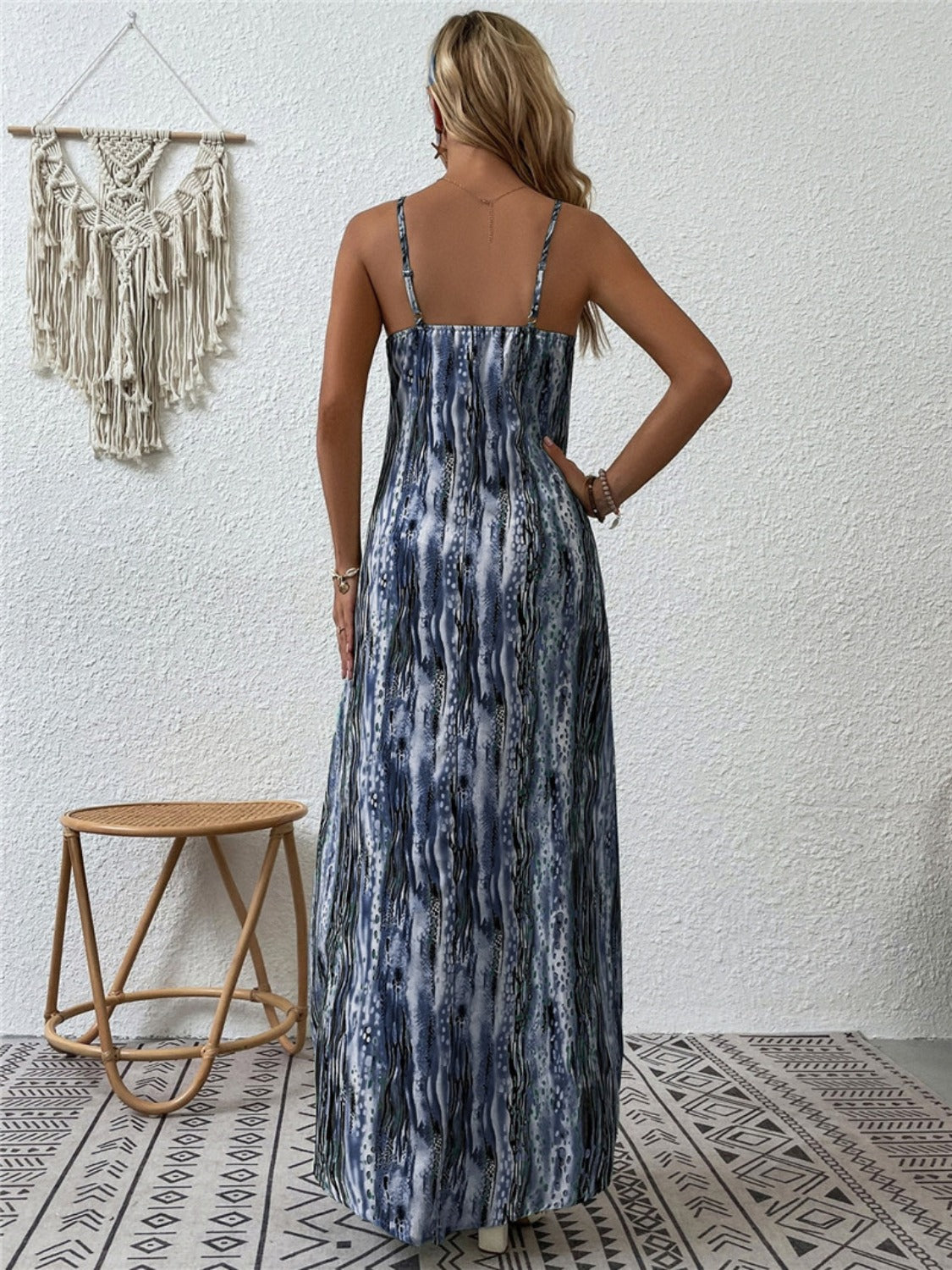 Full Size Printed Scoop Neck Maxi Cami Dress