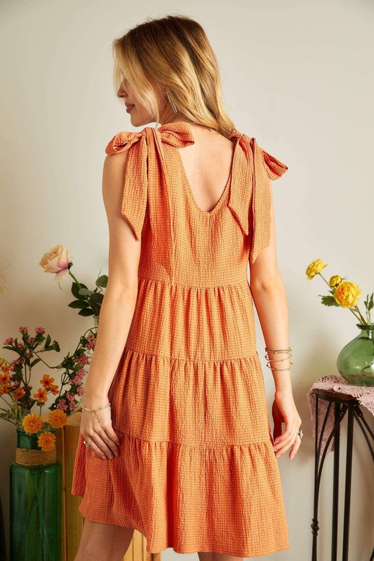 ADORA V-Neck Tie Shoulder Dress