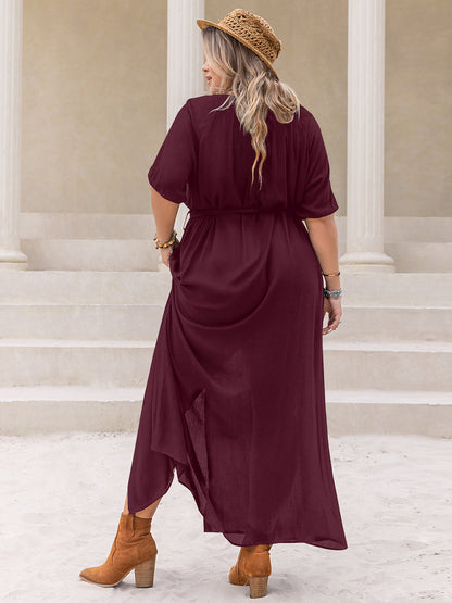 Plus Size Round Neck Half Sleeve Dress