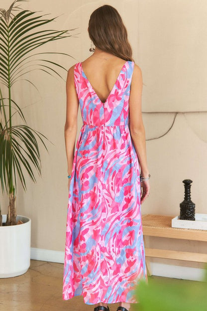 ADORA Abstract Floral V-Neck Maxi Dress